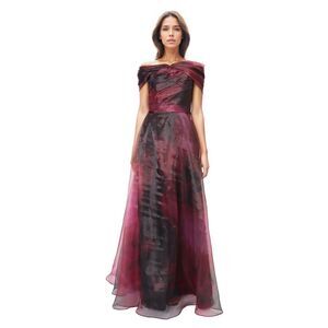 Rene Ruiz Collection Twisted Off-The-Shoulder Organza Gown Size US 2 $1995
